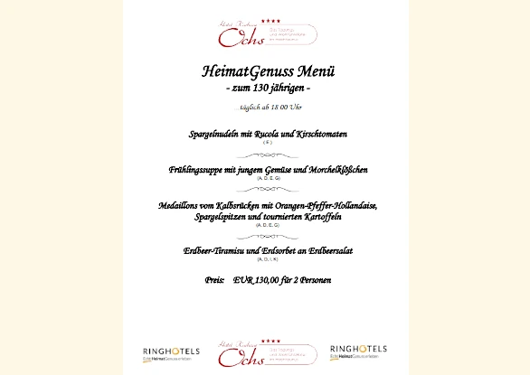 Menükarte HeimatGenuss-Menue April 2026